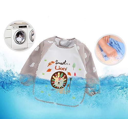 ElecMotive 3pcs Babero Impermeable Infantil para Pintar con Mangas Largas de Bebé Niños Niñas 6-36 Meses