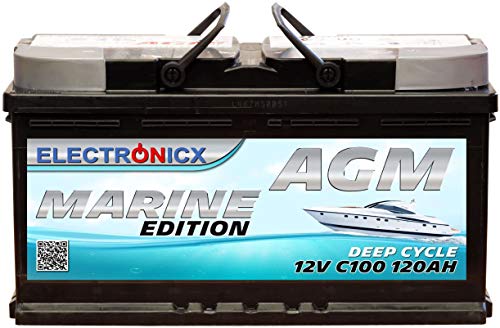 Electronicx Bateria solar AGM 12v 120ah MARINE EDITION Barcos Barcas Caravanas Autocaravanas Camper Camping Furgos Bateria solar de Ciclo Profundo