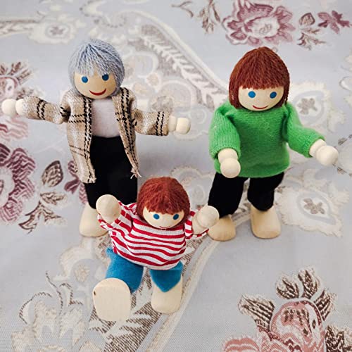 Erfula Encantadora casa de muñecas Feliz, Juego Familiar de 8 Figuras de Madera, Juguetes pequeños para niños, Regalo de simulación, Juguetes para Contar Historias