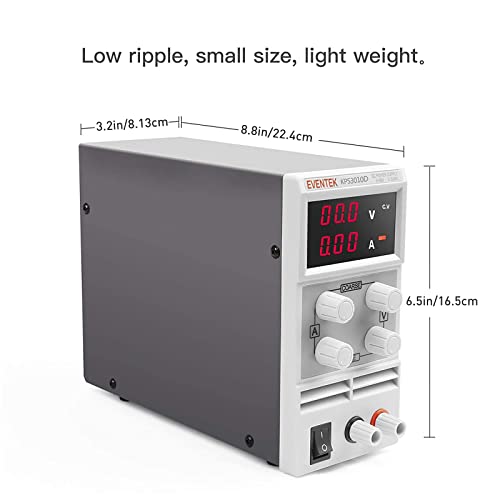 Eventek Fuentes de Alimentacion Regulables, Fuente de Alimentación de Laboratorio DC 0-30V / 0-10A Regulable Digital Ajustable Transformador, para Laboratorio, Reparación General