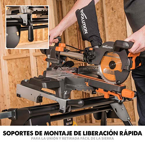 EVOLUTION POWER TOOLS 005-0001 Soporte de Sierra ingletadora con Extensiones, 0 W, 0 V, Negro