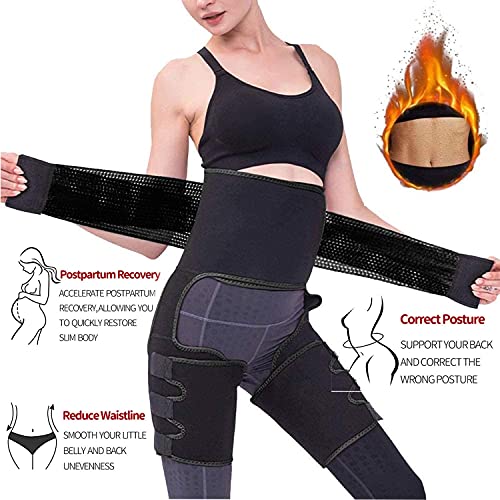 Faja Reductora Adelgazante Mujer Neopreno, 3 en 1 Levantador de Culata y Muslo Recortadora, Faja Lumbar de Trabajo Ajustable Ayuda a Reducir Cintura y Abdomen,Cinturón Transpirable Cintura (S/M)