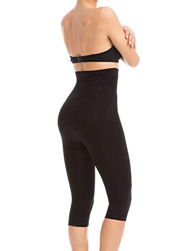 Farmacell 323 (Negro, M/L) Pantalon hasta la Pantorrilla con Talle Alto, Moldeador, Anti-Celulitis y con Efecto Push-up