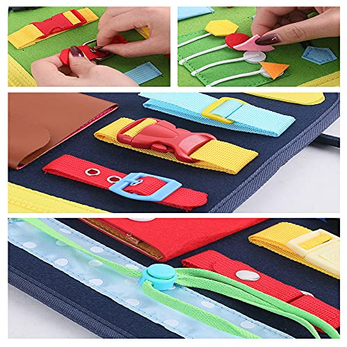 FARONG Busy Board para niños, juguete educativo, portátil, juguete de actividad, para motricidad fina, regalo (azul oscuro)