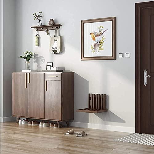 FBBSZSD Banco de Ducha de Madera Maciza Asiento Silla Plegable de Madera montada en la Pared Taburete de baño Plegable Asiento Taburete Colgante Invisible para Puerta Entrada del hogar (Co