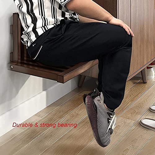 FBBSZSD Banco de Ducha de Madera Maciza Asiento Silla Plegable de Madera montada en la Pared Taburete de baño Plegable Asiento Taburete Colgante Invisible para Puerta Entrada del hogar (Co