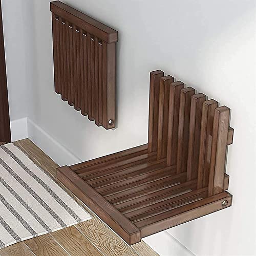 FBBSZSD Banco de Ducha de Madera Maciza Asiento Silla Plegable de Madera montada en la Pared Taburete de baño Plegable Asiento Taburete Colgante Invisible para Puerta Entrada del hogar (Co