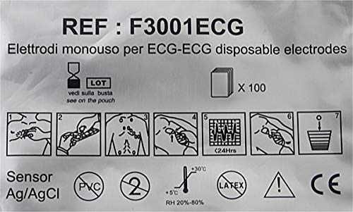 Fiab F3001ECG - Electrodos de sello revelados desechables para ECG, 23 x 34 mm