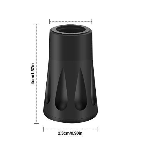 Fodlon 20 Piezas Topes Puntas de Goma para Bastones de Senderismo, Negro Protector de Punta para Bastones de Trekking Caminar, Reemplazo Almohadillas para Bastones de Marcha