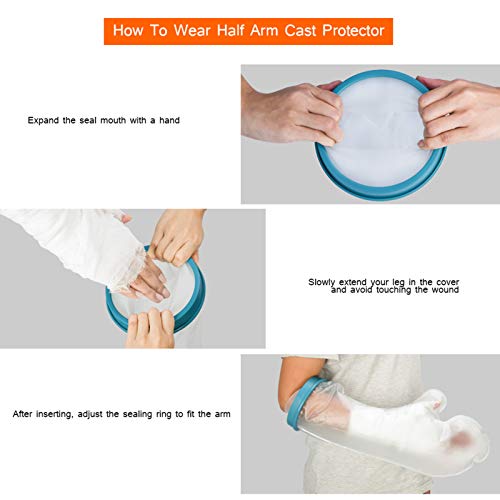 Funda para yeso de mano para baño en la ducha, protector de yeso impermeable bolsa manga yeso reutilizable para muñeca mantener seco el yeso protector vendaje para mano rota muñeca