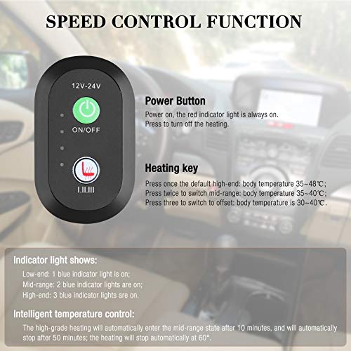 Furado Calentador De Asiento De Coche 12v / 24v, Almohadilla Calefactora De Asiento Calefactable con Controlador De Temperatura De Cojín Asiento Delantero Universal Camión Negro para Automóvil