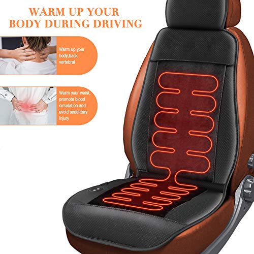 Furado Calentador De Asiento De Coche 12v / 24v, Almohadilla Calefactora De Asiento Calefactable con Controlador De Temperatura De Cojín Asiento Delantero Universal Camión Negro para Automóvil
