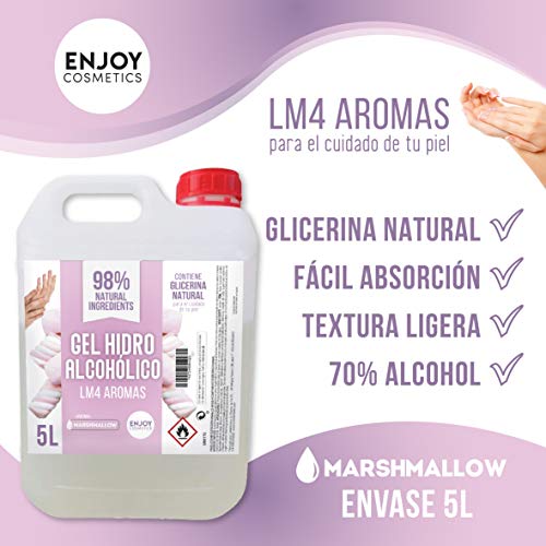 Gel hidroalcohólico de 5000 ml AROMA NUBE GOLOSINA DULCE 70% alcohol y con glicerina NATURAL para el cuidado de la piel. 98% ingredientes Naturales.