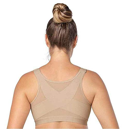 Gelentea Brasier corrector de postura, sujetador de apoyo de postura inalámbrico, transpirable, cierre frontal, ropa interior para mujer, yoga y deportes