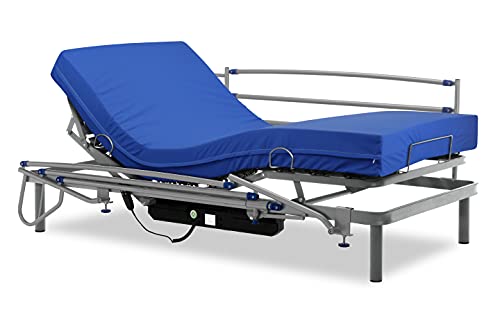 Gerialife® Cama articulada con colchón Sanitario HR Impermeable (80x190 + Barandillas)
