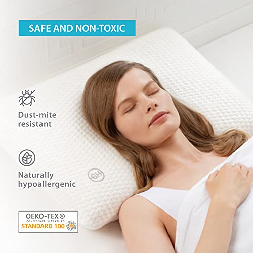 GH Almohada Ventilada de Memory Foam 60X40│Tamaño Ortopédica Ergonómica de Apoyo Cervical Ventilada con Funda Almohada de Bambú Hipoalergénica Certipur Extraíble y Lavable