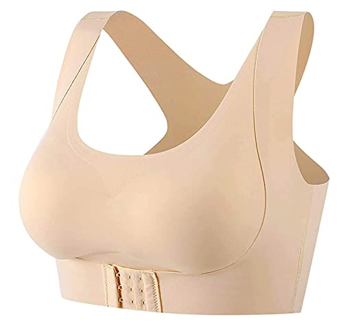 Gokame Sujetador corrector de postura 2 en 1 cifosis, sujetador sin costuras para espalda, Piel (Skin), Large