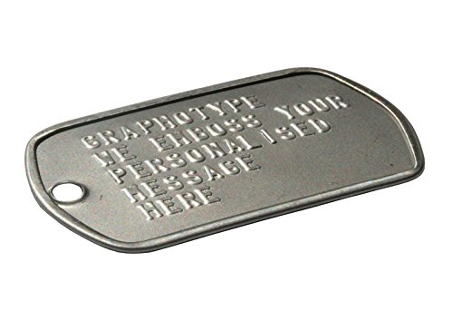Graphotype™ Chapa Militar: Juego de 2 chapas de identificación Tipo Militar, con Cadenas de Bolas y silenciadores. (Leer la descripción para Ver cómo personalizarlas)
