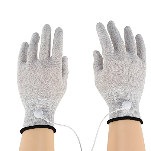 Guantes de electrodo, máquina de decenas de 1 par Conductivo Guantes de masaje de electrodo Alambres de electroterapia(03)