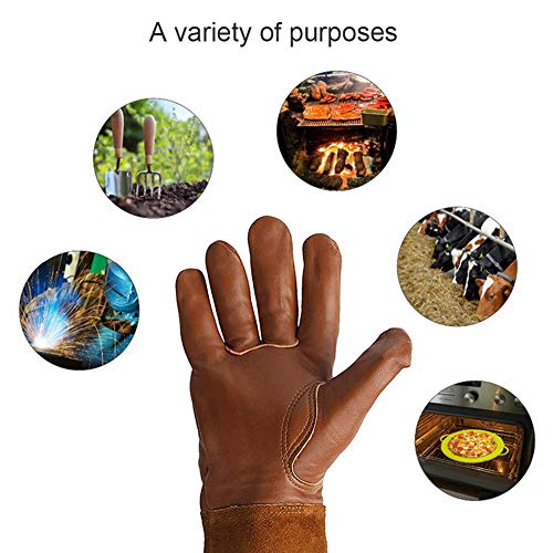 Guantes De Poda De Rosa Guantes De Cuero Jardinería Soldadura Guantelets Thorn a Prueba De Antearreves Largo Antebrazo Protección Resistente Al Calor L 1 Par Resistente a La Escaldad