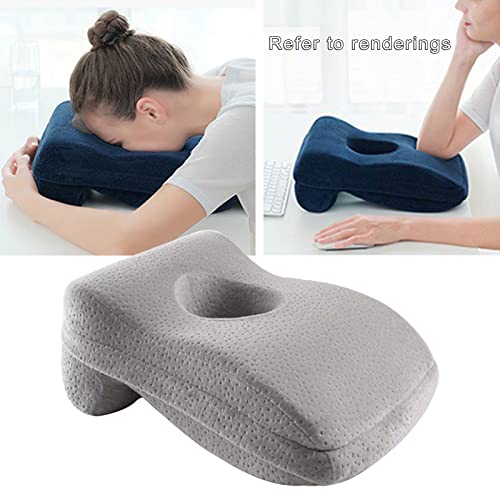 H HILABEE Almohada de La Siesta de La Espuma de La Memoria Portátil, El Escritorio de Oficina para Dormir El Cuello de Apoyo a Los Cojines, Boca Abajo Reposacab - gris, tal como se describe