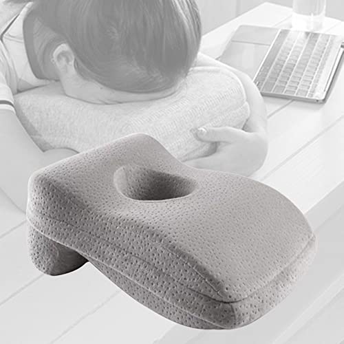 H HILABEE Almohada de La Siesta de La Espuma de La Memoria Portátil, El Escritorio de Oficina para Dormir El Cuello de Apoyo a Los Cojines, Boca Abajo Reposacab - gris, tal como se describe