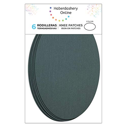Haberdashery Online 6 Rodilleras Color Gris Oscuro termoadhesivas de Plancha. Coderas para Proteger tu Ropa y reparación de Pantalones, Chaquetas, Jerseys, Camisas. 16 x 10 cm. RP10