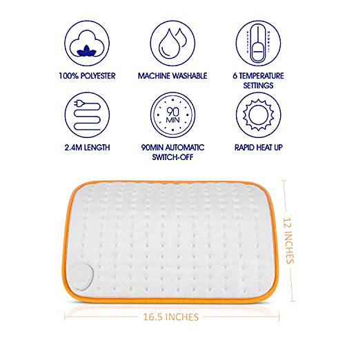 Hangsun Manta Eléctrica Almohadilla Térmica,Esterilla Electrica con 6 Niveles de Calentamiento y Auto-Apagado,Manta Térmica Eléctrica para Aliviar Dolor de Espalda,Cuello y Hombro 40 x 30 CM