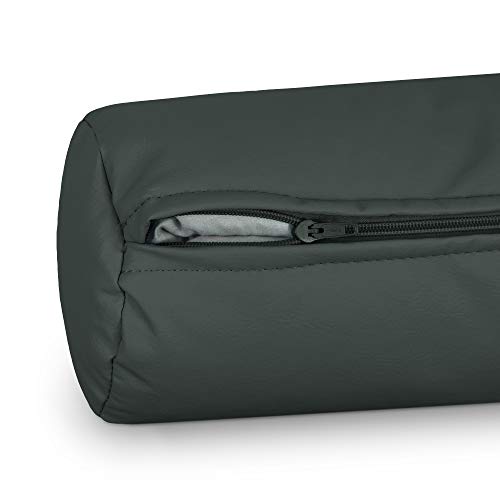 HAPPERS 2 Cojines cilíndrico de 50x15 en Polipiel Gris. Almohada rulo cojín aliviar Dolor postural o Dormir