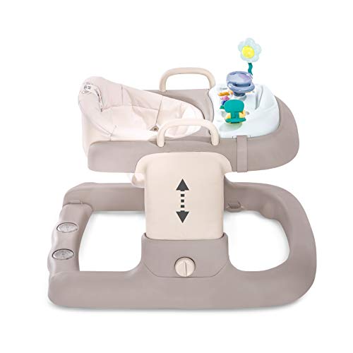Hauck 2in1 Walker - tacatá y andandor, apto para 6 meses hasta 12 kg, juego de mesa multifuncional con ruedas, juegos y asiento desmontables, con luces, regulable en altura, Friend (beige-marron)