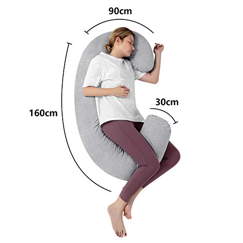 HBselect Almohada Embarazada Dormir Mejorar Sueño，Almohada Embarazo Almohada Maternidad Desmontable y Lavable para Espalda Lumbar Barriga Caderas Piernas (Gris -Estilo C)
