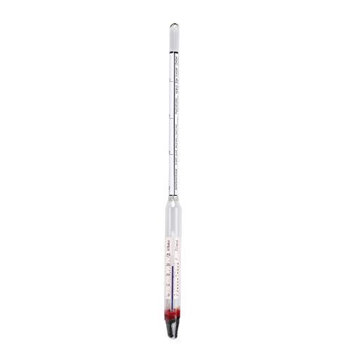 HHTEC Alcoholímetro 0-100 Vol% (con termómetro y balanza) Alcoholímetro, adecuado para todas las bebidas espirituosas o destilados, cilindro de inmersión de plástico duro, incl. instrucciones de uso