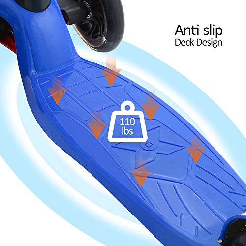 Hikole Patinete 3 Led Ruedas para 3 a 12 Años Patinete Ajustable, Diseño Plegable, Manillar Ajustable, Carga Máxima de 110lb