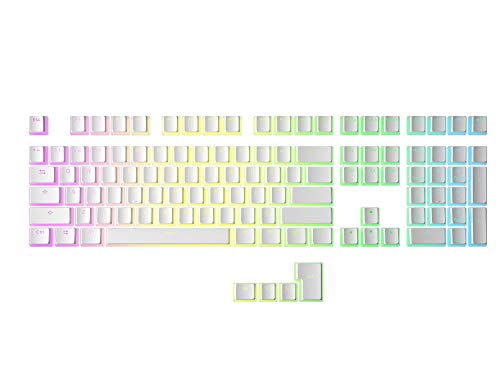 HK Gaming 108 - Juego de 108 Teclas de Doble Disparo PBT Pudding Ansi/ISO - Perfil OEM Pudding Keyset 60% / 87 TKL / 104/108 MX (Blanco)