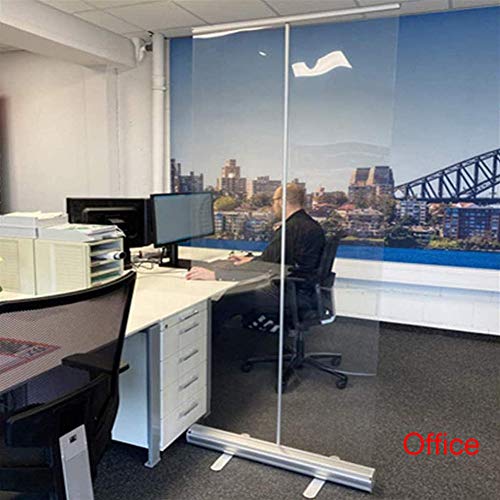 HLMBQ Mampara Protectora mostrador,Divisor Transparente,portátil Escudo Biombo separadora Pantalla,En Pie Banner Enrollable oficinas restaurantes peluquerías 60x160cm/80x180cm