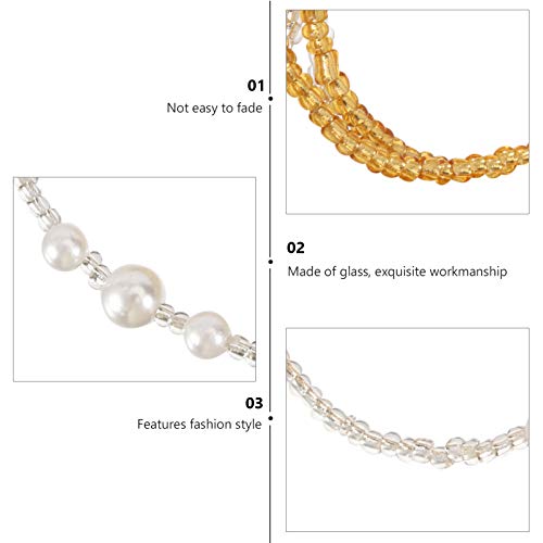 Holibanna 2 Conjuntos de Cadena a La Cintura Perlas Transparentes para El Cuerpo Joyería de Perlas Cadena del Vientre Cadena de La Espalda Inferior Cinturón de La Cintura Joyería de Playa