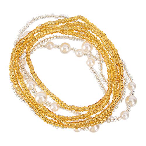 Holibanna 2 Conjuntos de Cadena a La Cintura Perlas Transparentes para El Cuerpo Joyería de Perlas Cadena del Vientre Cadena de La Espalda Inferior Cinturón de La Cintura Joyería de Playa