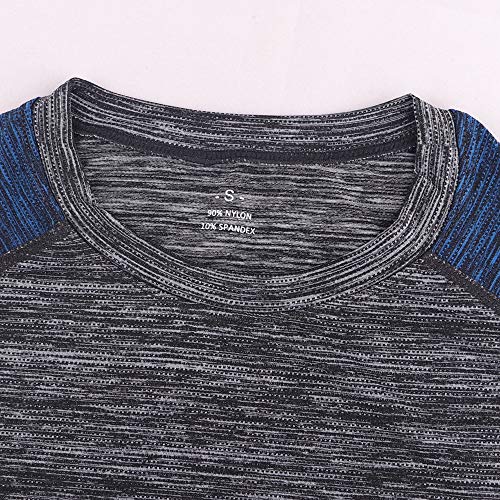 Hombres Apretado Compresión Capa Base Manga Corta Camiseta Culturismo Tops Poliéster y Spandex 9305 Gris cáñamo S