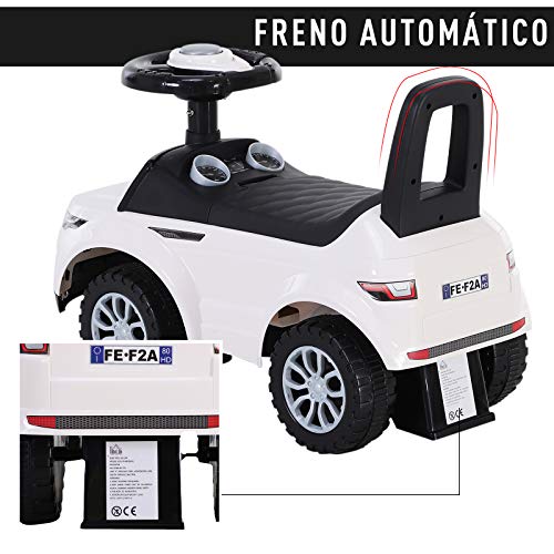 HOMCOM Quad Correpasillos Niño Coche sin Pedales para Bebé Juguete Andador Estilo Carrera con Orador 62x28x41,5cm