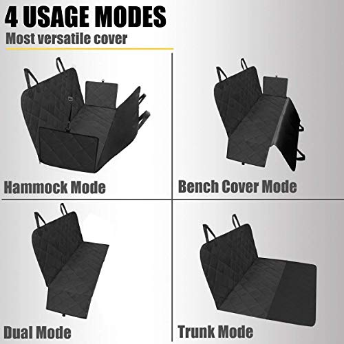 HoneyGuaridan Cubre Asientos de Coche para Perros, Funda para Mascotas, Estilo Hamaca– Resistente al Agua y Hamaca Convertible con Solapas Laterales Extras, Funda de Asiento Trasero Antideslizante