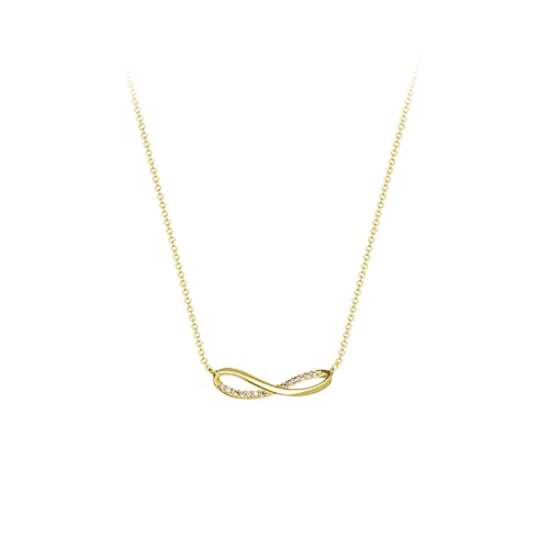 Hong Yi Fei-Shop Collares 925 Collar de Plata Femenino de Plata esterlina Cadena de clavícula luz Lujo Simple Temperamento Pareja Cuello joyería Anillo Torcido Collar Collares para Mujeres
