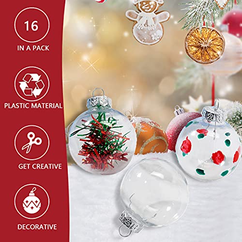 HONGECB Bolas Acrílicas Transparentes, Bola Plastico Transparente, Bolas Transparentes para Rellenar, Bolas Rellenables Navidad, Decoraciones de Navidad,para Fiestas Festivales Adornos, 16 Piezas