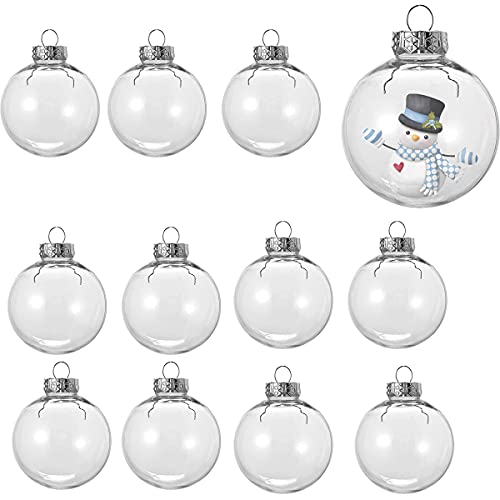 HONGECB Bolas Acrílicas Transparentes, Bola Plastico Transparente, Bolas Transparentes para Rellenar, Bolas Rellenables Navidad, Decoraciones de Navidad,para Fiestas Festivales Adornos, 12 Piezas