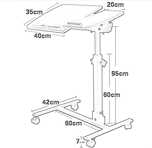 HYCy Escritorios Ajustables Mesa para portátil, mesita de Noche, Escritorio para Cama Ajustable. Tenedor de Bandeja de computadora de elevación Plegable, polea de Soporte de Conferencia