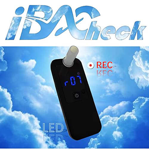 iBACheck Alcoholímetro Digital con Pantalla LED. Alcoholimetro con Cargador, de bajo Consumo energético y amigable para el Usuario (Caja Negra)