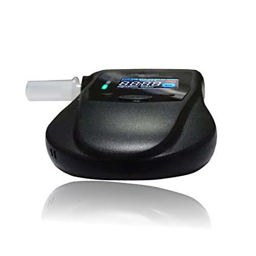 iBACheck Alcoholímetro Recargable función de pre-Alerta. Prueba de Alcohol Digital Pantalla de 4 Colores con bajo Consumo de energía y Reloj en Tiempo Real, 10 memorias (12 boquillas)