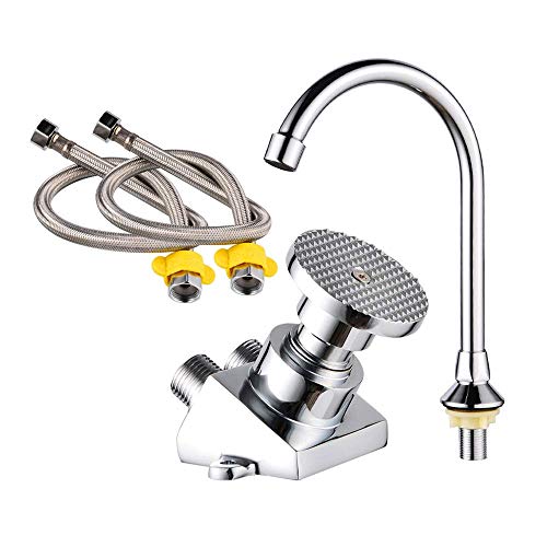 iBalody Grifo mezclador operado con el pie Válvula de interruptor de pedal frío simple Lavado de lavabo de cobre Mano Grifo de pie Laboratorio Fábrica de hospital Dispositivo de lavado médico Lugar pú