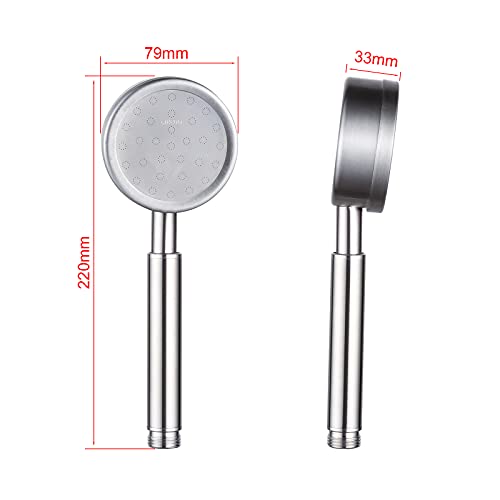 Ibergrif M20224 Alcachofa para Ducha con Alta Presión de Acero Inoxidable, Tipo Universal G1/2 Fácil de Instalar, Plata