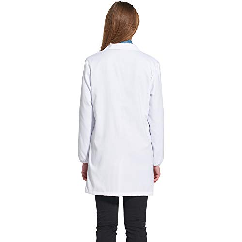 Icertag Bata de Laboratorio, médico Abrigo Abrigo de Mujer, Abrigo Blanco para Damas, Adecuado para Estudiantes de la Escuela Laboratorio de Ciencia Enfermera Cosplay Vestido de algodón (Medium)