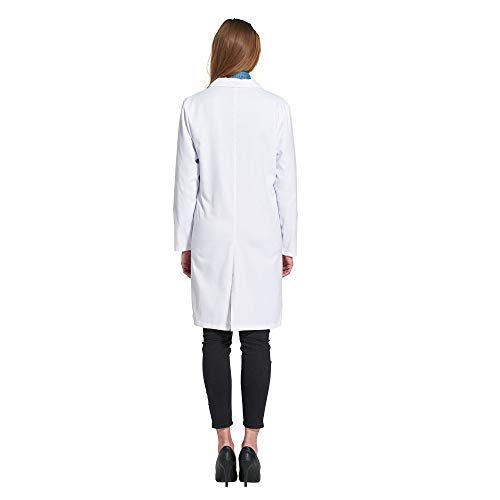Icertag Bata de Laboratorio, médico Abrigo Abrigo de Mujer, Abrigo Blanco para Damas, Adecuado para Estudiantes de la Escuela Laboratorio de Ciencia Enfermera Cosplay Vestido de algodóns (Small)